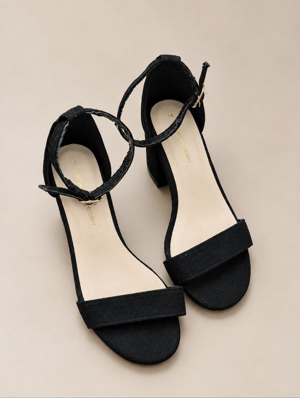 Streetwear Society Black Block Heel Sandals - Size 7 - Picture 4 of 4